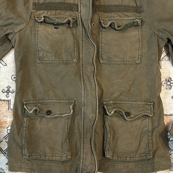 FREE PEOPLE S green/brown  rumpled army jacket with front four pockets - Picture 5 of 14